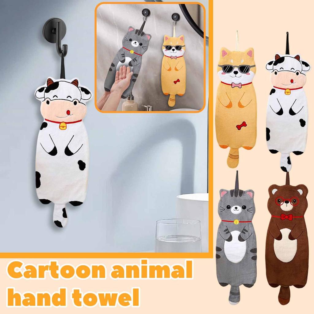 Cartoon Animal Hand Towel Can Be Hung To Wash Face Small Towel Soft Absorbent Kitchen Quick-drying Rag