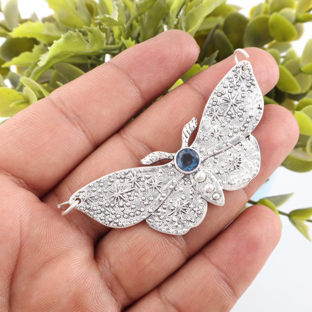 London Blue Topaz Pendant, 925 Solid Sterling Silver Gemstone Jewelry, Handmade Pendant, For Thanksgiving