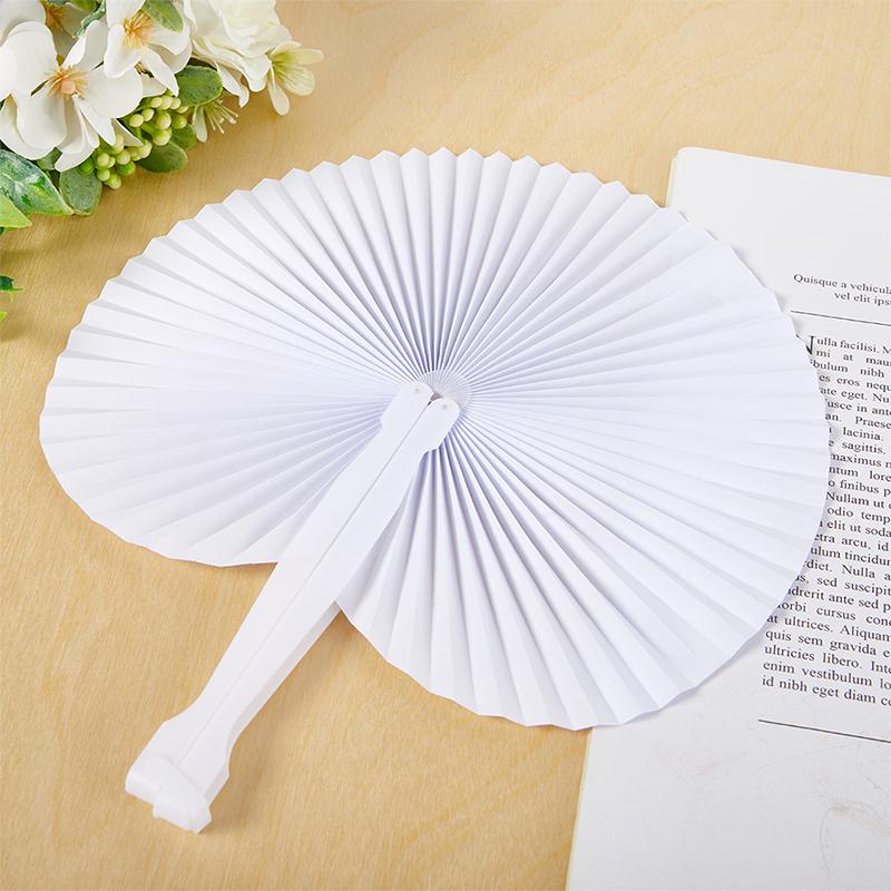 White Folding Paper Fans Heart Shaped Assortment With Plastic Handle For Diy Wedding Favor Party Bag Filler