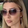 Oversized Sexy Cat Eye Sunglasses Women  Luxury Brand Fashion Metal Polygon Punk Sun Glasses Vintage Shades For Ladies UV400