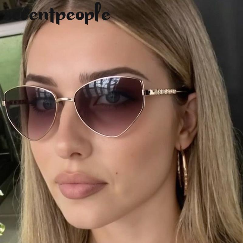 Oversized Sexy Cat Eye Sunglasses Women  Luxury Brand Fashion Metal Polygon Punk Sun Glasses Vintage Shades For Ladies UV400