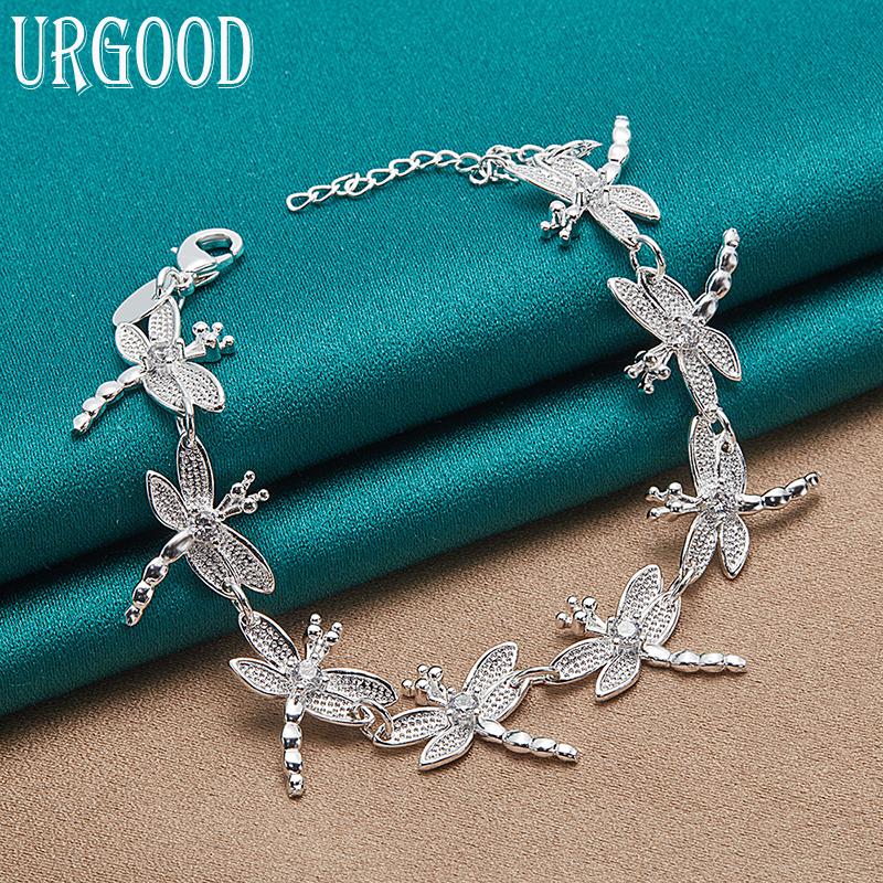 925 Sterling Silver Dragonfly Bracelet Romantic Jewelry