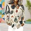 Women Plus Size Collared Long Sleeve Geometric Printed Button Front Shirt