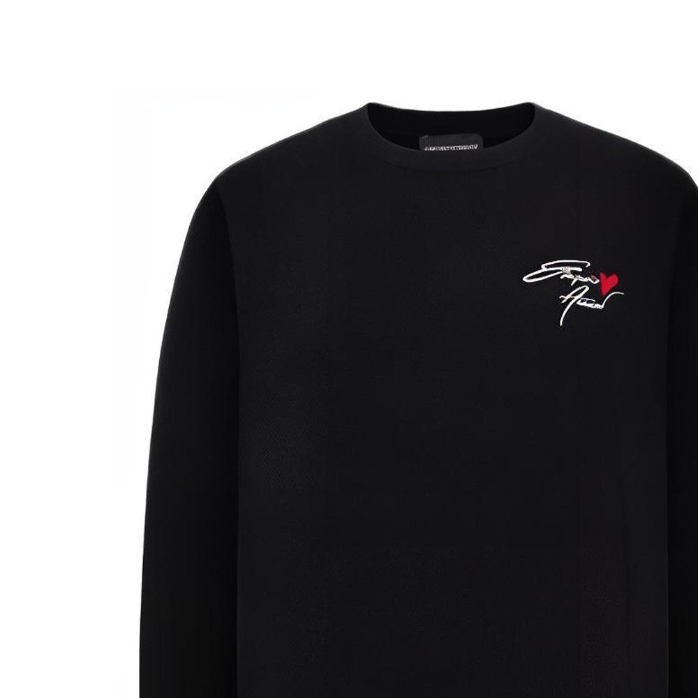 Emporio Armani Ss22 Solid Color Logo Embroidered Wool Long Sleeve Sweater Men Sweater Black 6L1MU41MCXZ-0999