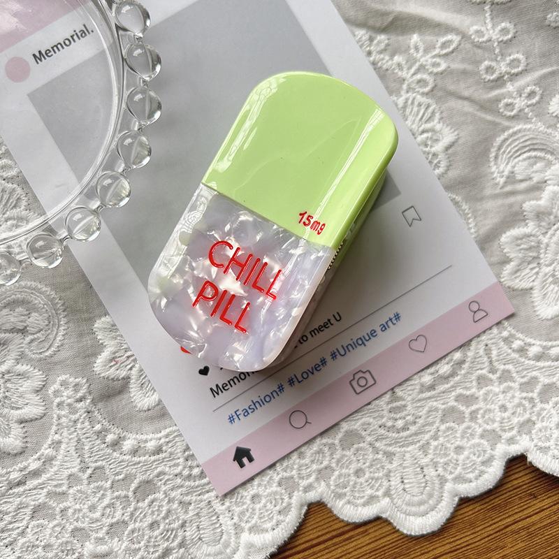 1pc Cartoon Color-blocked Capsule-shaped Acetate Hair Clip, Cute and Fresh, for Back of Head, Updo, Shark Clip, Accessory, Clip