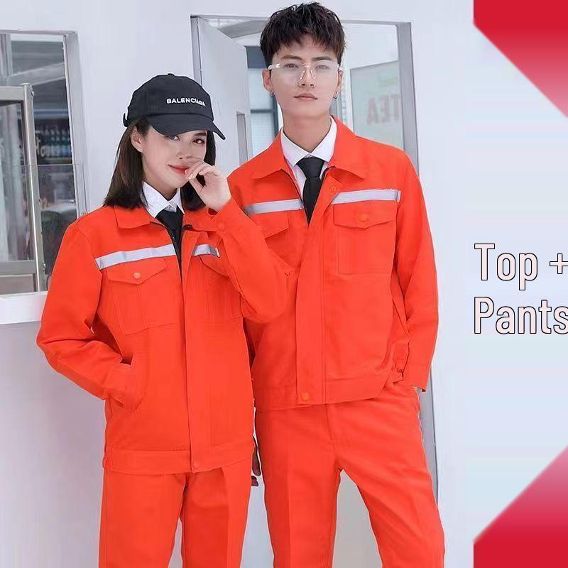 Men's Polyester Long-Sleeve Workwear Set - Moisture-Wicking Uniform for Auto Repair and Labor Protection