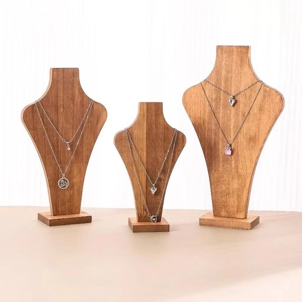 Hanging Shelf Necklace Display Stand Walnut Wood Mannequin Necklace Display Rack Jewelry Rack