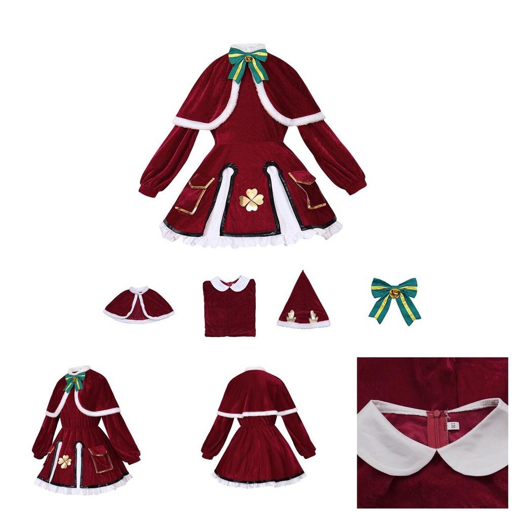 Conjunto de Fantasia Cosplay de Natal da Klee Para Fãs de Anime Tecido de Veludo Estilo Fofo e Doce