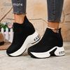 Thick Sole Height Increasing Women's Mesh Breathable Casual Shoes Platform Slip on Sneakers Lightweight Wedges Vulcanized Shoes