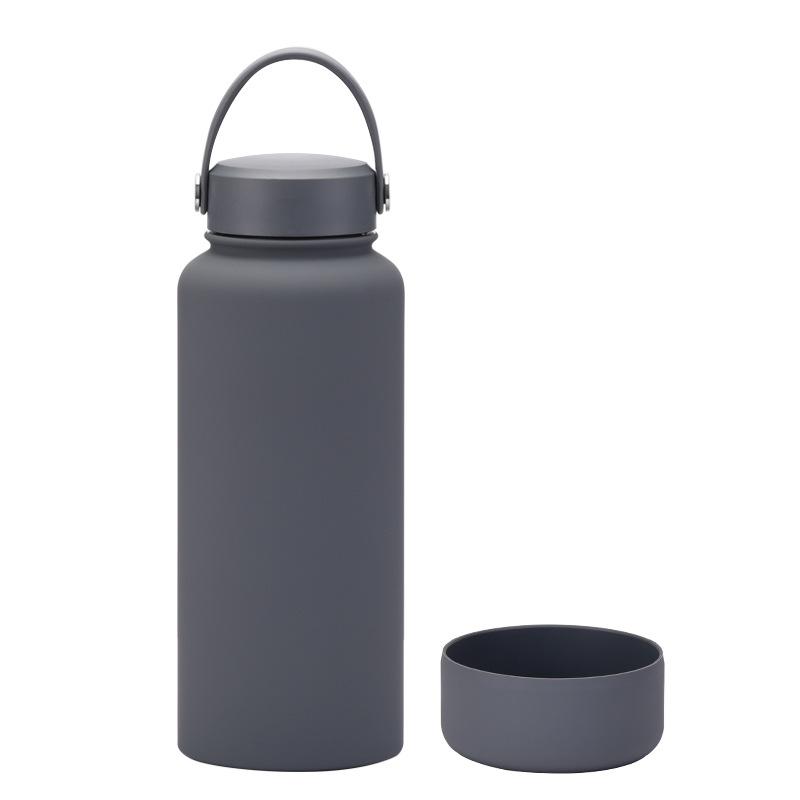 1L Large-Capacity Thermos Cup With Non-Slip Bottom, Portable Outdoor Sports Kettle, Frosted Water Cup