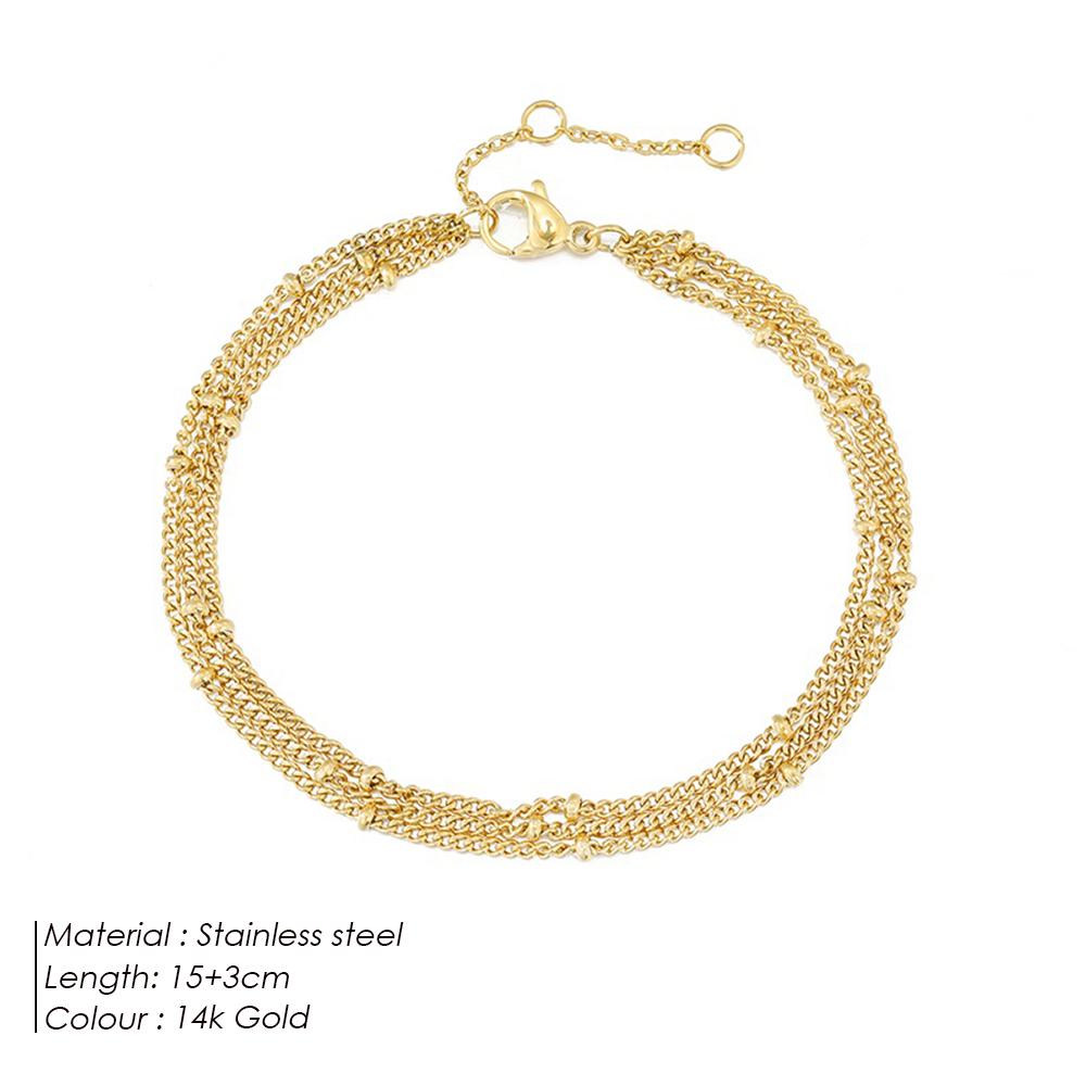 Simple Female Ball Chain Bracelet Jewelry New Layered Thin Beads Chain Bracelet For Women Leg Stainless Steel Chain