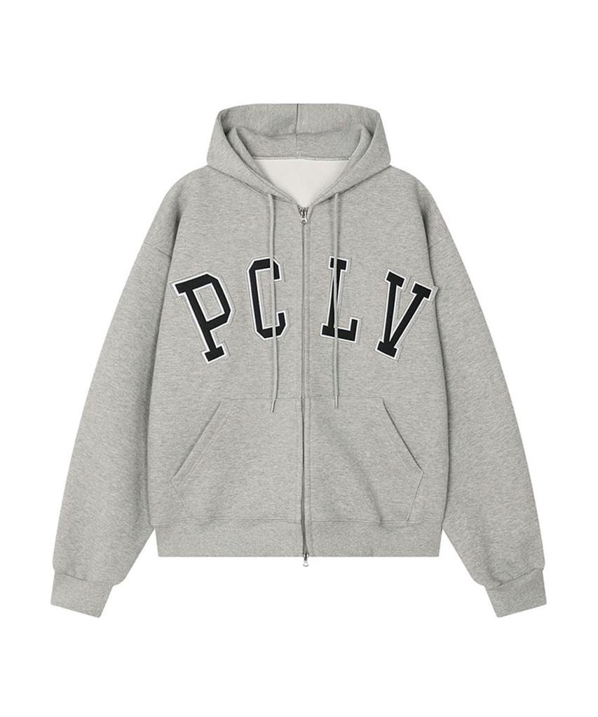 Pol Pclv Double Applique Zip-Up Hoodie_Gray