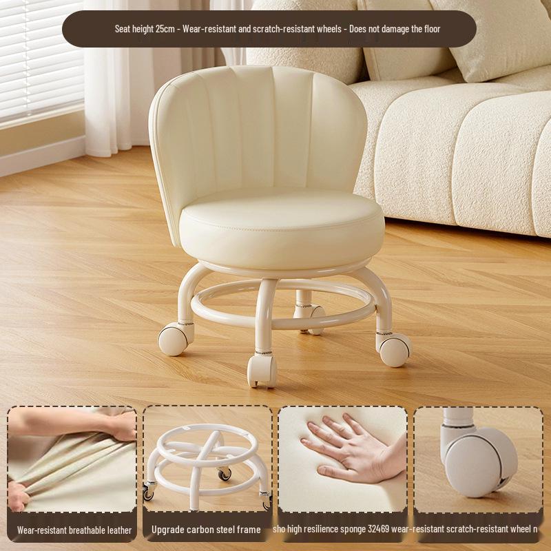 Children's Rotating Stool with Backrest and Silent Wheels