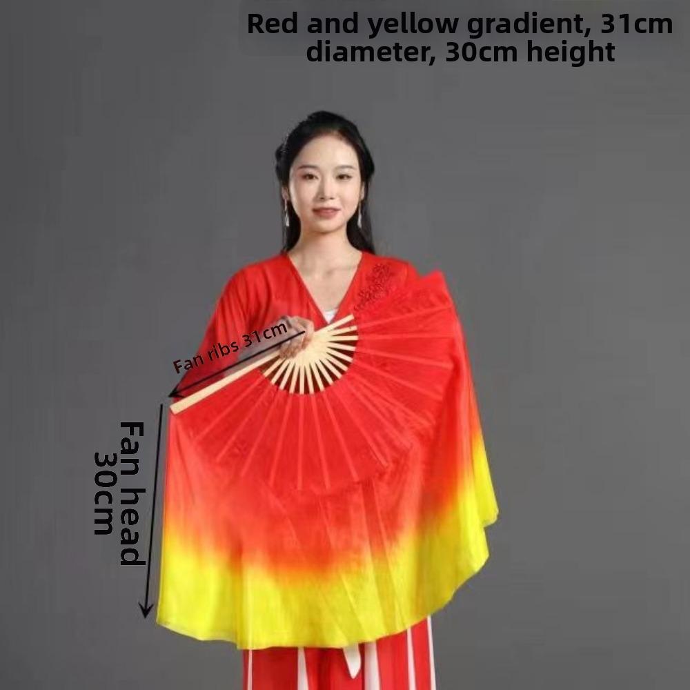 26/31cm Bamboo Chinese Short Bellydance Fan Hand Dye Adults Fan  Veil Pairs Yangko Dance Tools