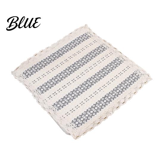 Decorative Chair Mat Cotton Linen Pad with Ties Square Summer Seat Lace Non Slip Trim 15.75" X Breathable Washable for Dining Office