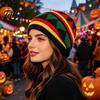 Bequemer Perückenhut Stretch-Barett Unterhut, Nicht-Druckausübender Weicher Gestrickter Elastischer Böhmischer Straßenstil Regenbogenfarbe Faltbar für Festivals