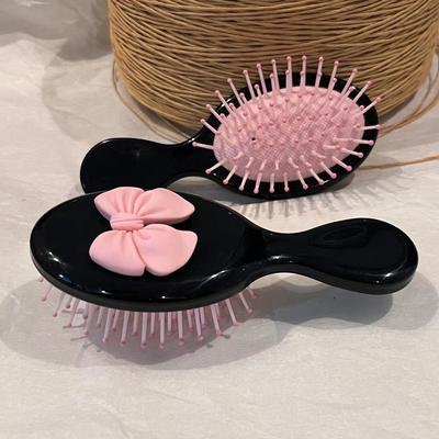 Pente de alça de laço de desenho animado fofo massagem no couro cabeludo viagem portátil almofada de ar de plástico pente pequeno escova de cabelo gravata borboleta pente fofo doce