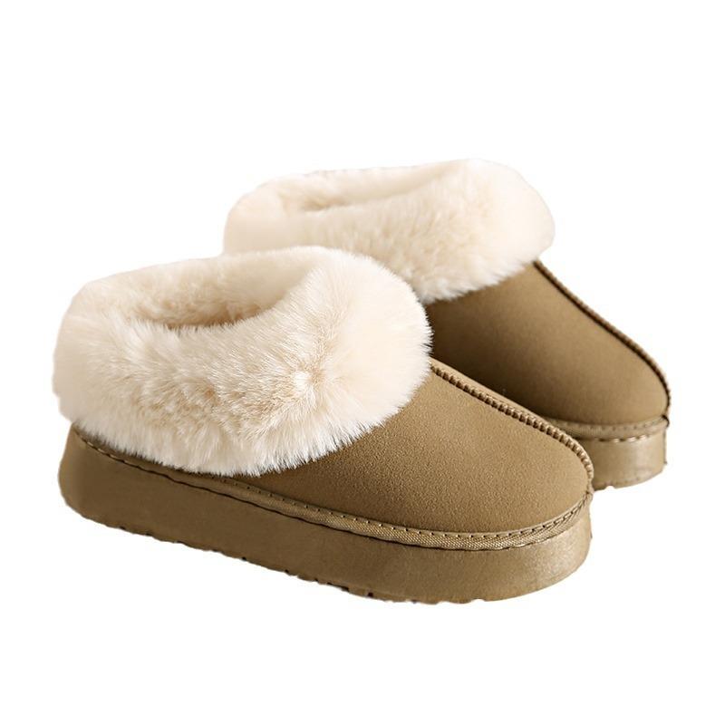 Winter New Cotton Shoes Fashionable and Simple Short Women's Boots Thickened One-pedal Flat-bottomed Snow Boots Women