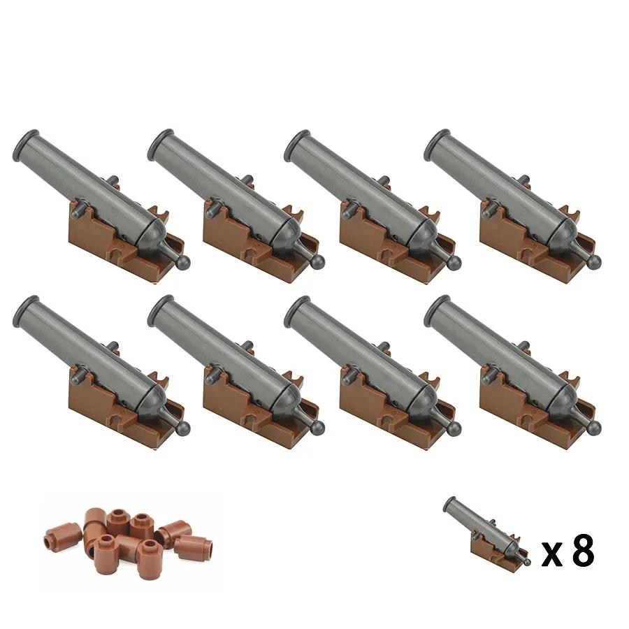 Military WW2 Bricks Parts 2527 Weapon Cannon Base Shells Figure Shooting Cannons with Cannonballs Pirate Boat Land Force Blocks