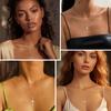 Eco-friendly 18K Gold Double Layer Cross Necklace with Marquise Zircon Water Wave Chain