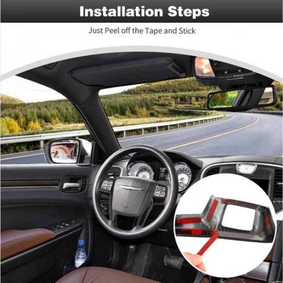 Interior Steering Wheel Decor Cover Trim For Chrysler 300 2010-2014 Carbon Fiber