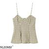 2026 Spring European & American Style Plaid Lingerie-Style Top