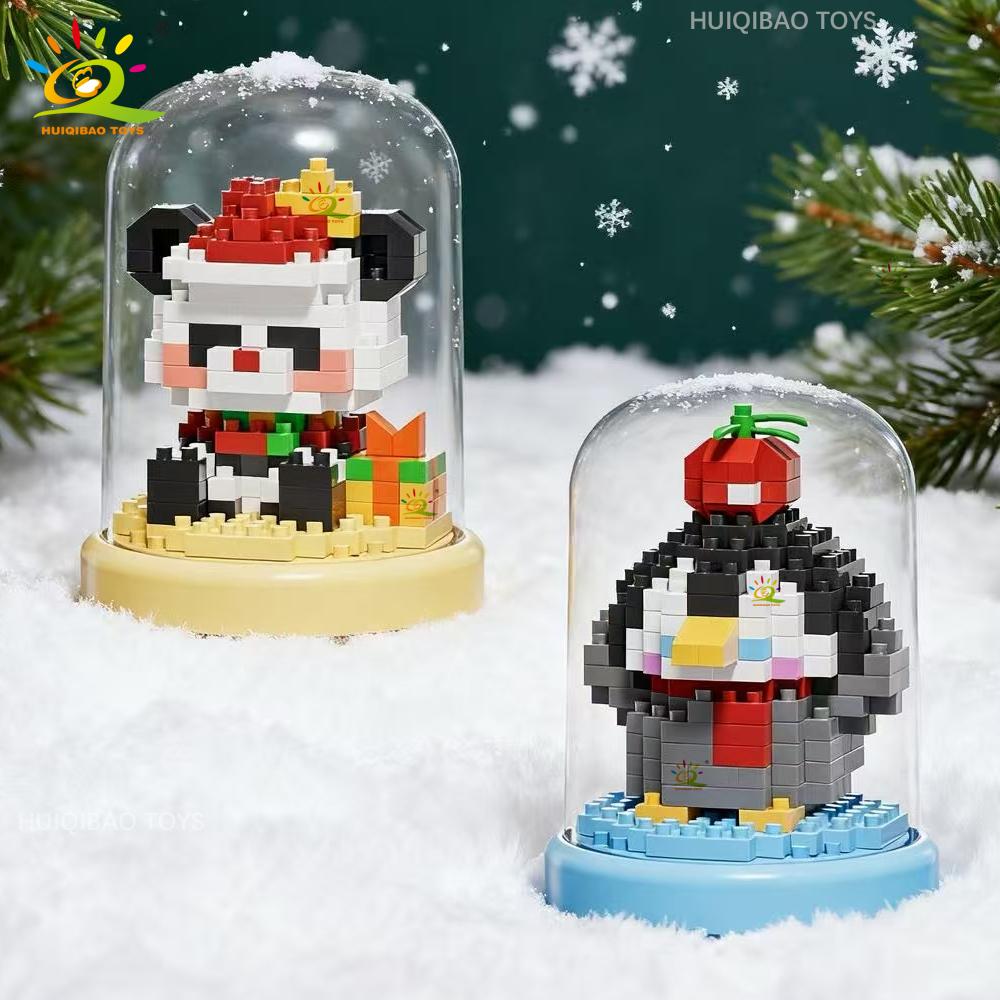 Christmas Tree Santa Claus Penguin Model Building Block DIY Snowman Bricks Toys Children Adult Desktop Ornament Gift