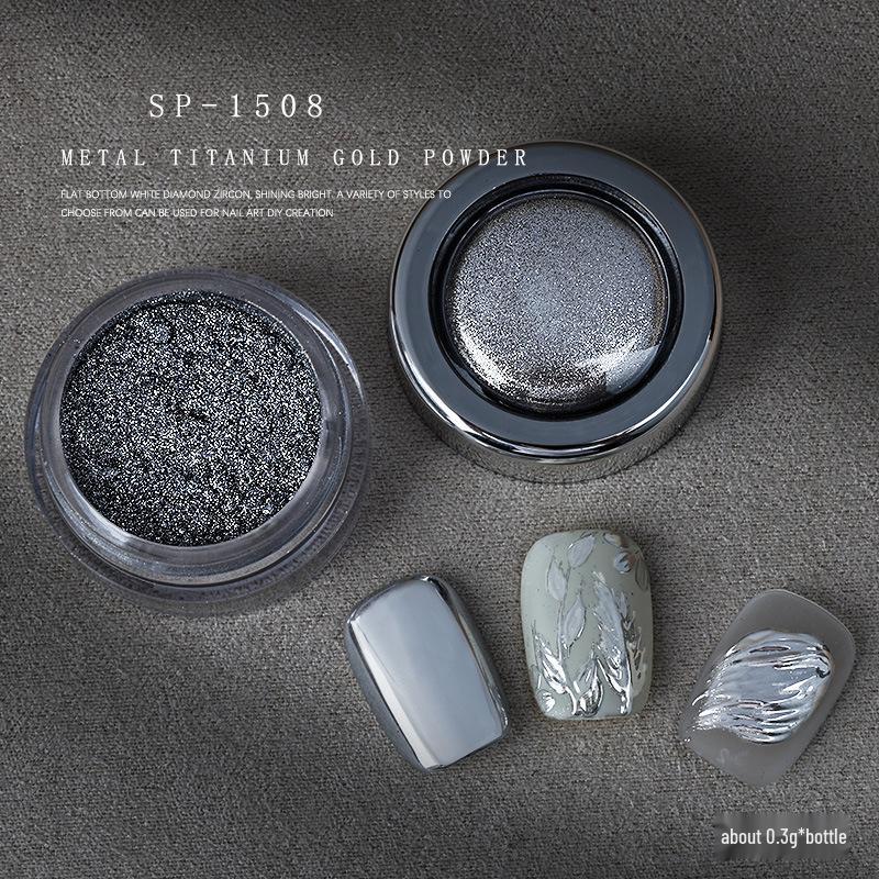 Titanium Magic Mirror Nail Powder In Rose Gold & Silver - High-Gloss Electroplated Glitter