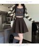Black High-Waisted Wool Pleated A-Line Short Skirt for Women - Slim-Fit Spring/Autumn 2026 Collection