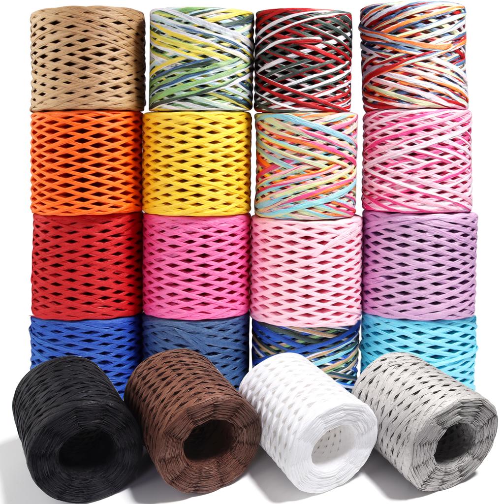 200M/roll Raffia Straw Yarn Colorful Paper Braided Rope for Handmade Craft Knitting Crocheting Threads DIY Bouquet Gift Package