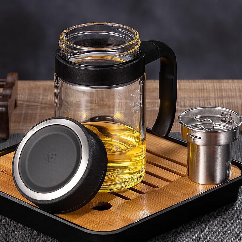 WANXIANG Borosilicate Glass Tea Cup with Handle and Infuser