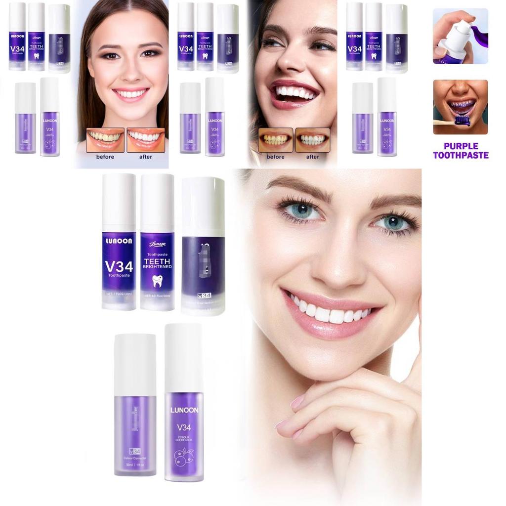 Hismiles Purple Toothpaste V34 Colour Corrector Serum For Fresh Breath And Stain Removal