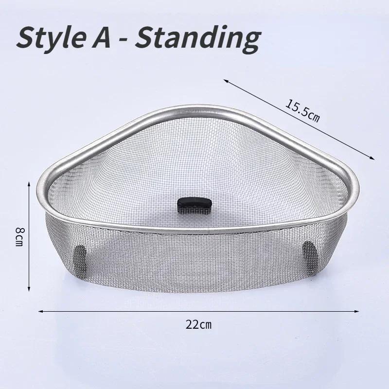 Kitchen Sink Drain Basket Stainless Steel Triangle Food Vegetables Peel Egg Filter Storage Organizer Kitchen Shelf Rack Drainier