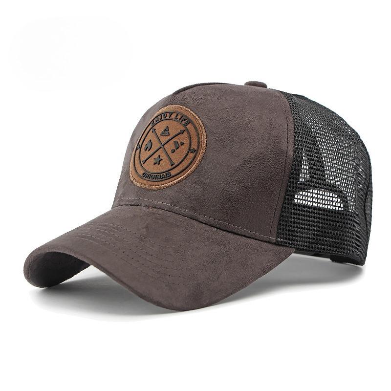 Unisex Suede Mesh Trucker Hat Breathable Baseball Cap for Men Women Outdoor Sun Protection Structured Peaked Cap Korean Casual Sports Hat