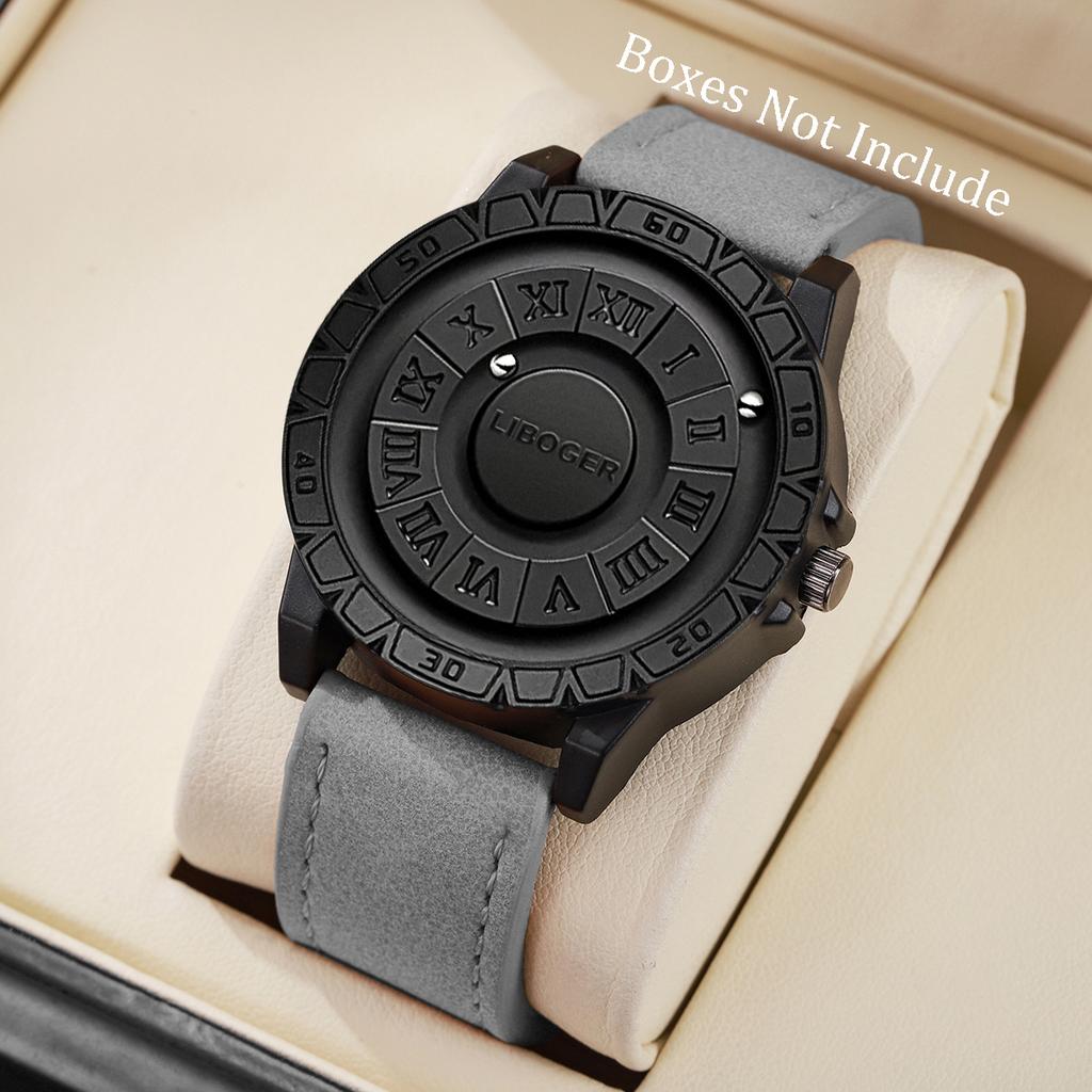 Luxury Magnetic Suspension Men Business Watches Casual Leather Strap Quartz Wristwatch Reloj Hombre