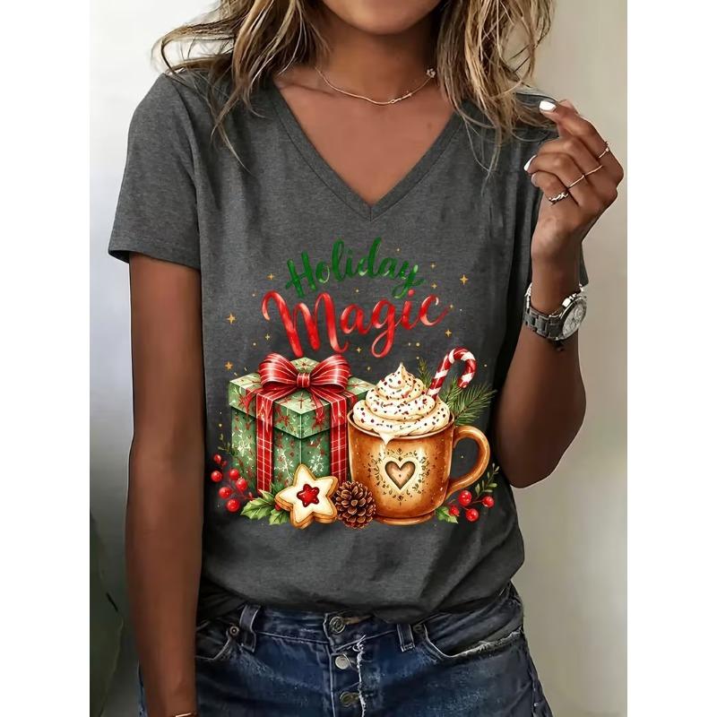 Women's v-neck short-sleeved T-shirt casual fashion