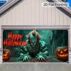 2D Flat, 2D Door Banner, 1pc Huge Terrifying Jack-o '-lamp and Pennywise Inspired Blood-splatter Garage Door Banner