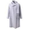 Sancai Women's 100% Merino Wool Double-Faced Winter Coat with Scarf