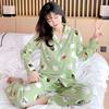 Korean Style Women's Long Sleeve Cardigan and Pajama Set for Spring, Autumn, and Winter Home Wear