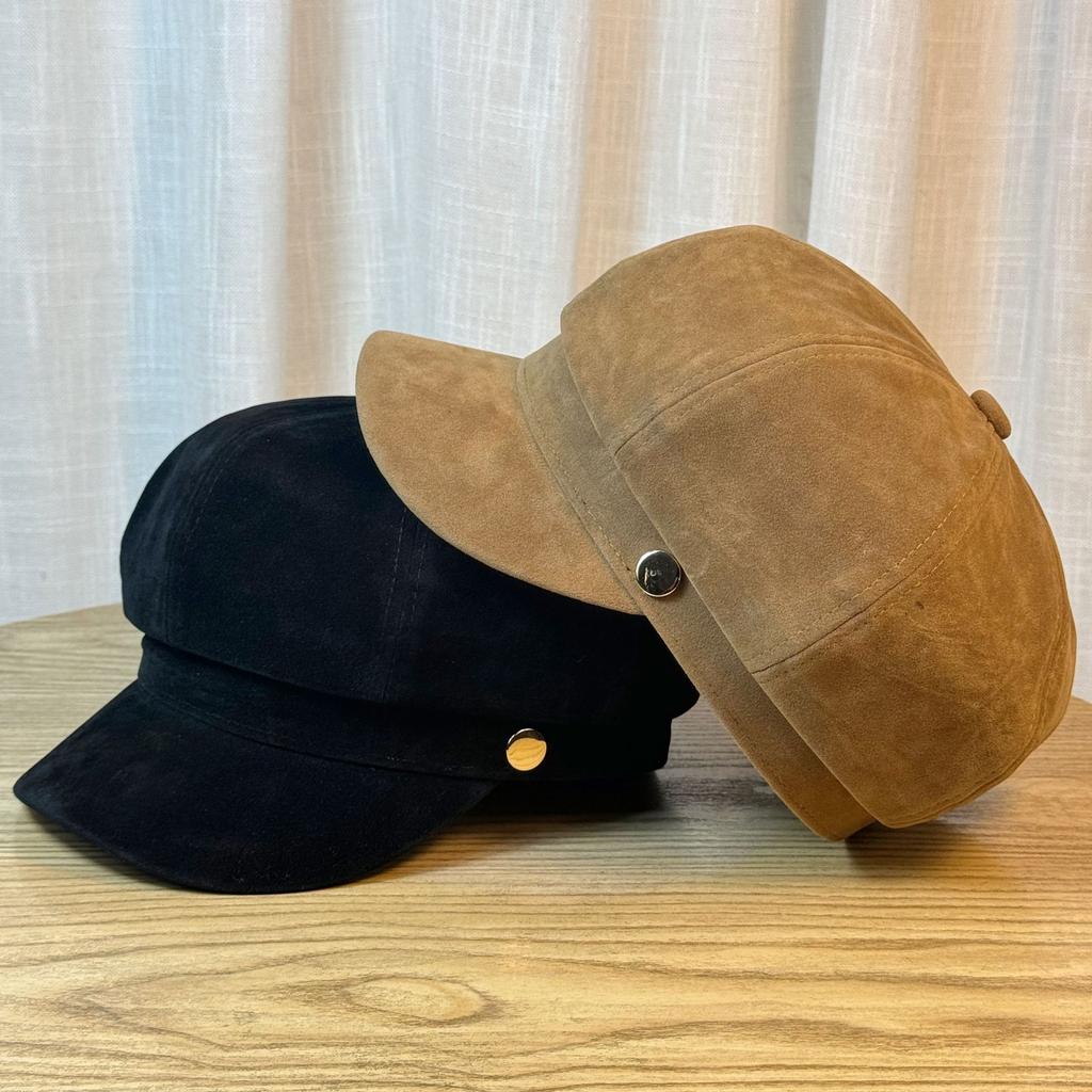 Big Head Duck Tongue Beret Women's Autumn and Winter Octagonal Hat Painter's Hat Japanese Retro Korean Style Small Newsboy Hat with A Face