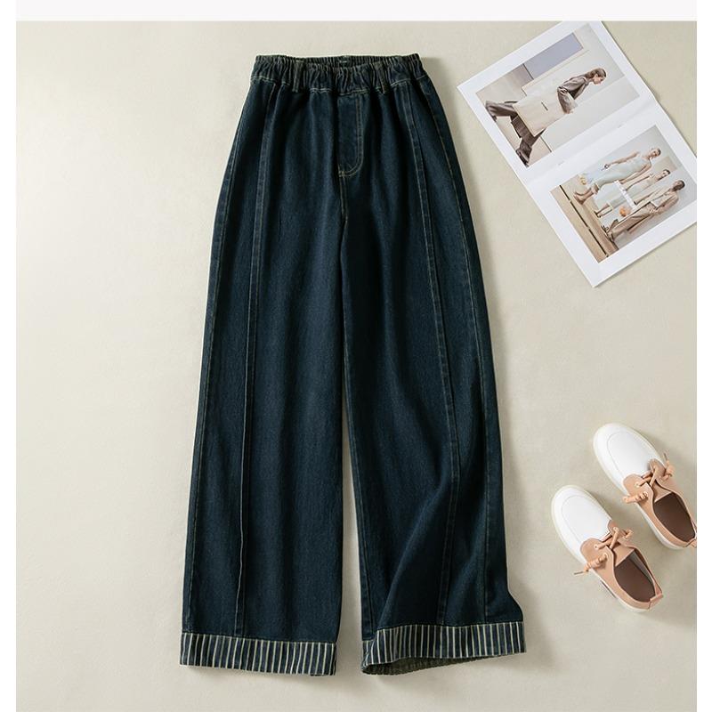 DIMANAF 2026 Autumn New Plus Size Women Casual Loose Denim Jeans Long Pants Blue Lady Bottoms