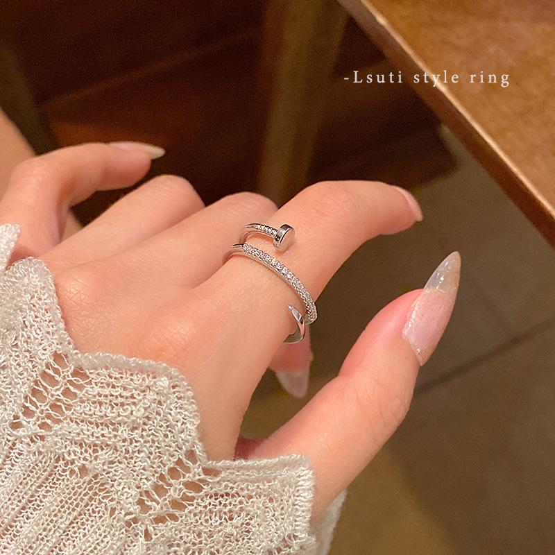 Кольцо-крест Серебряный Гвоздь Дизайн для Женщин Кольцо Открытое Ювелирное Изделие opening adjustable