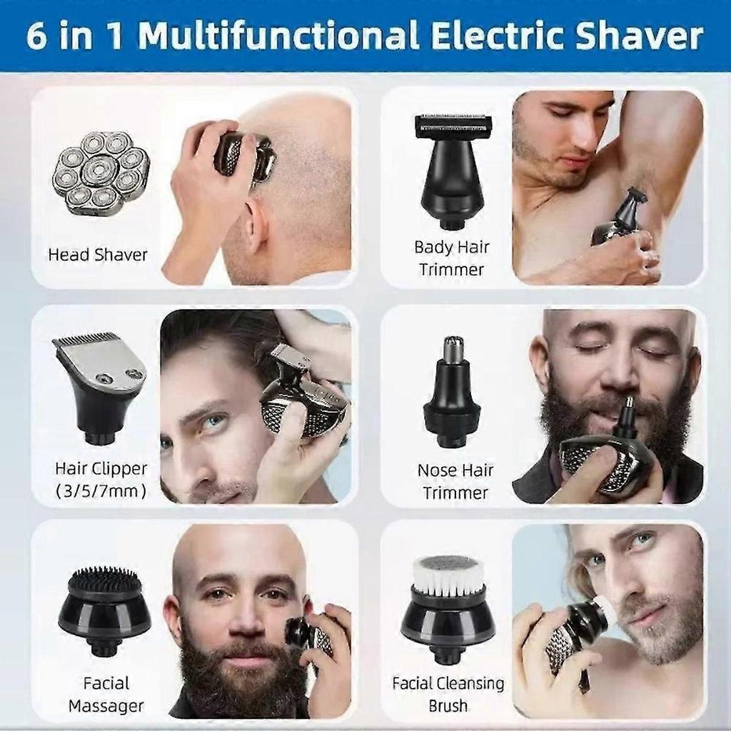 4D Head Shavers for Bald Men, Upgraded 9 Floating Heads 6-in-1 Rechargeable Waterproof Wet Dry Bald Head Shavers for Men less