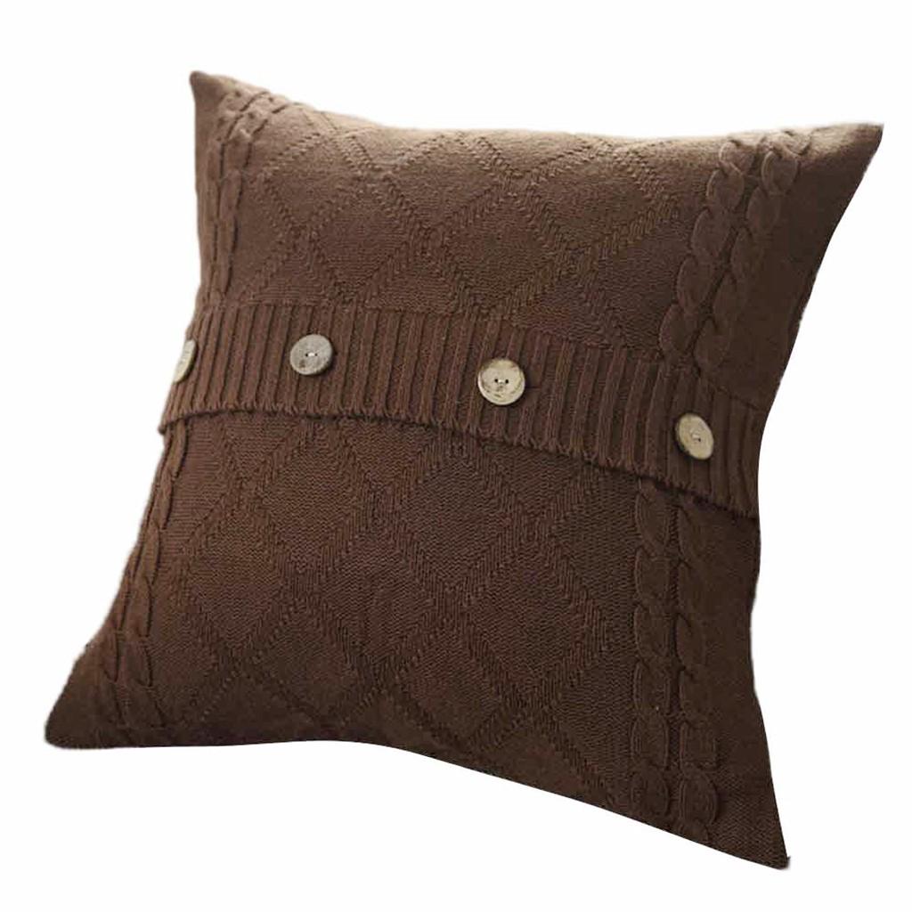 Knitting Button Fashion Throw Pillow Cases Cafe Sofa Cushion Cover Home Decor