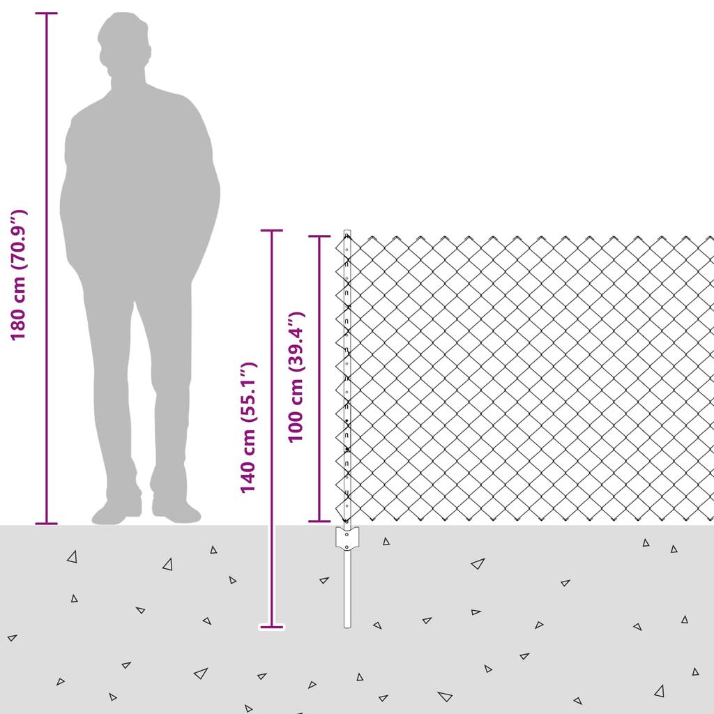 Chain Link Fence with Posts 10 X 1 M (W X H) PVC Coated Steel