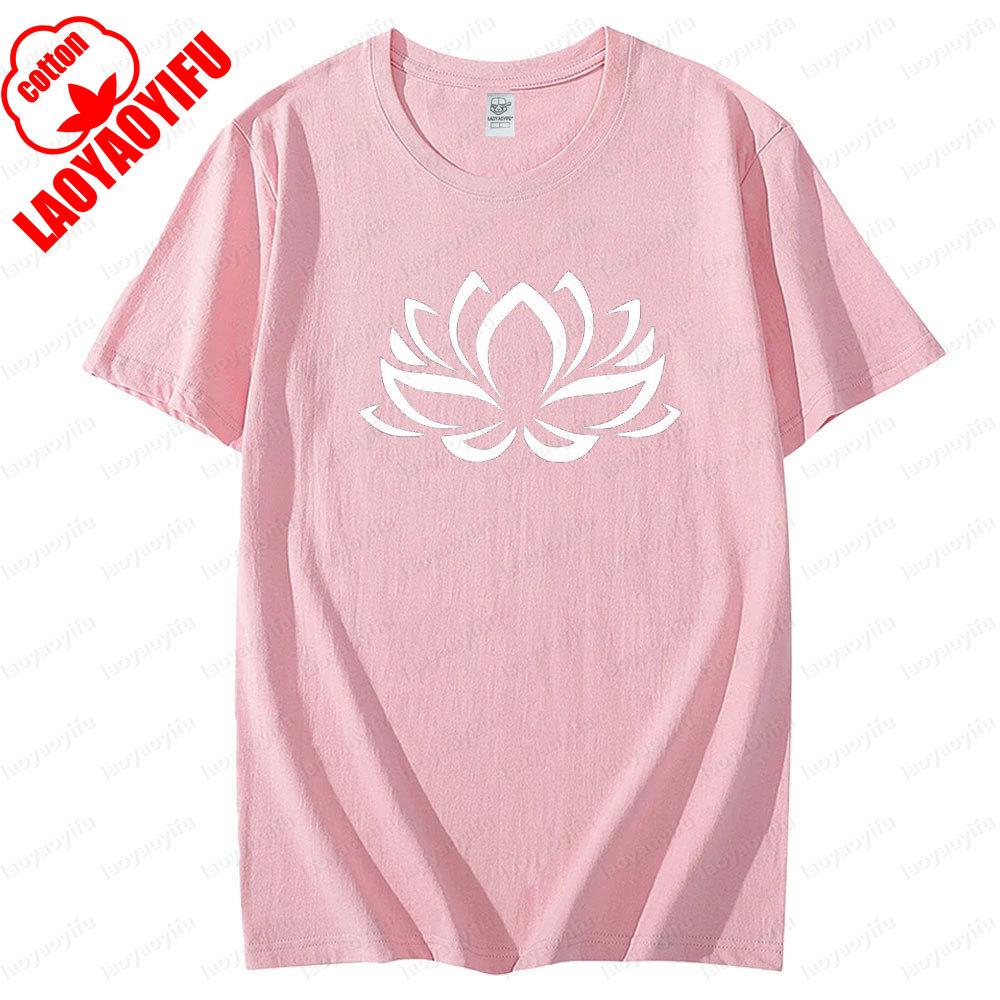 Lotus Flower Yoga Tshirt Meditation Enthusiast Women Tshirt Women Summer Casual Daily Life Crewneck Cotton Short Sleeve S