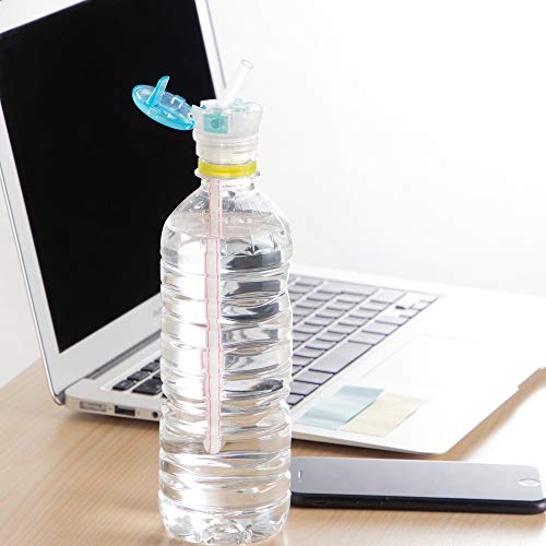 Strix Design Pocket Straw, Made in Japan, with Adjustable Joint and Replacement Straw, Blue, One-Handed Opening, One-Touch Opening, PET Bottle Straw C