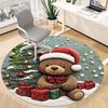 1PC Christmas Bear Office Round Area Rug, Mat Suitable For Office, Under Office Chairs Bedroom Living Room Home Decor, Room Deco