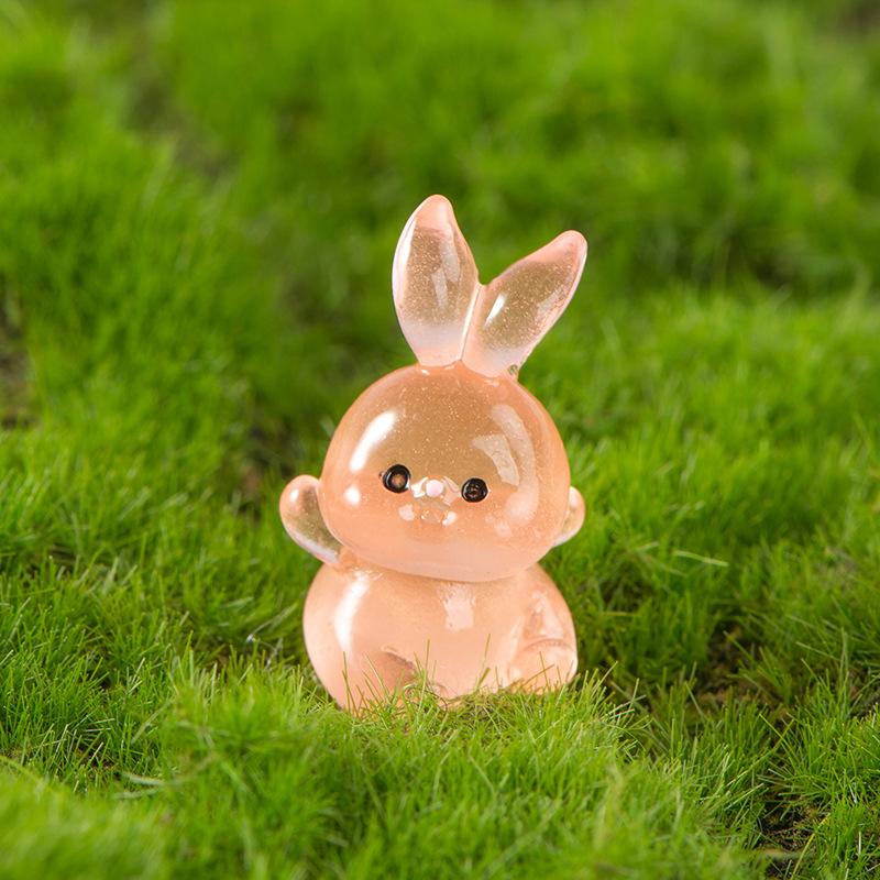 Luminous Little Rabbit Mini Figurine Micro Landscape Decoration Cute Cartoon Miniatures Home Decoration Accessories Gifts