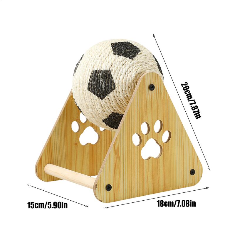Cat Scratching Ball Interactive Cat Ball Toy With Wooden Base Spherical Nail File Scratcher Enrichment Exercise Soccer Pet
